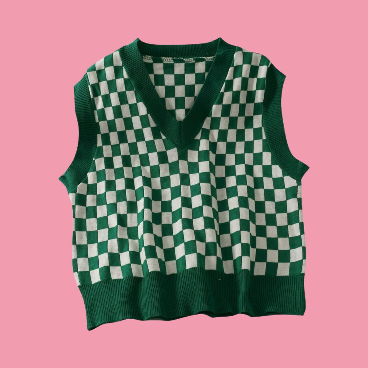 Checkered Knit Vest Courtyard Checker Sweater Vest In Green| Vans UK
